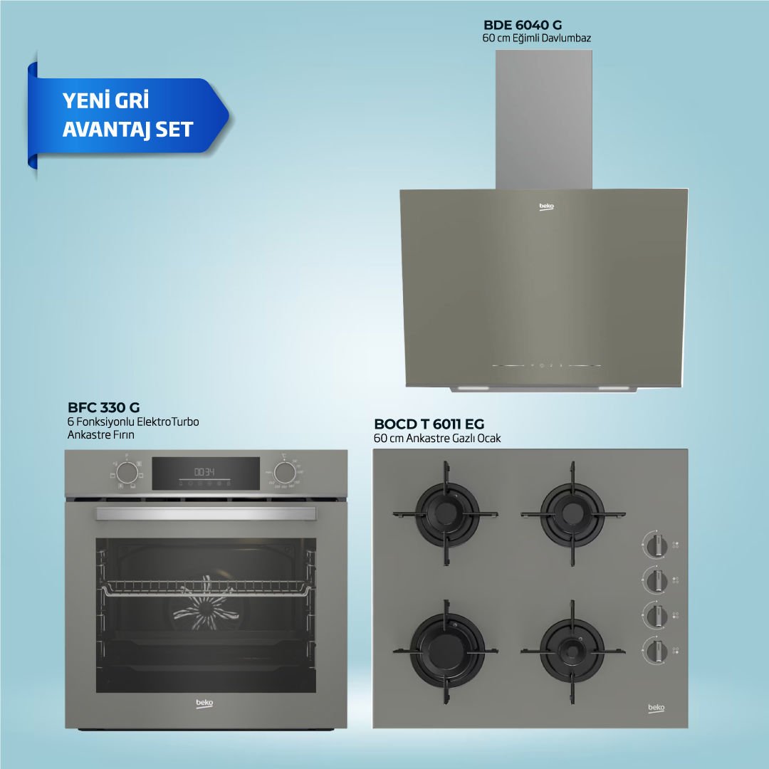 Beko Yeni Gri Avantaj Ankastre Set