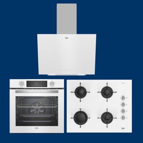 Beko 3'lü Beyaz Ankastre Cam Set